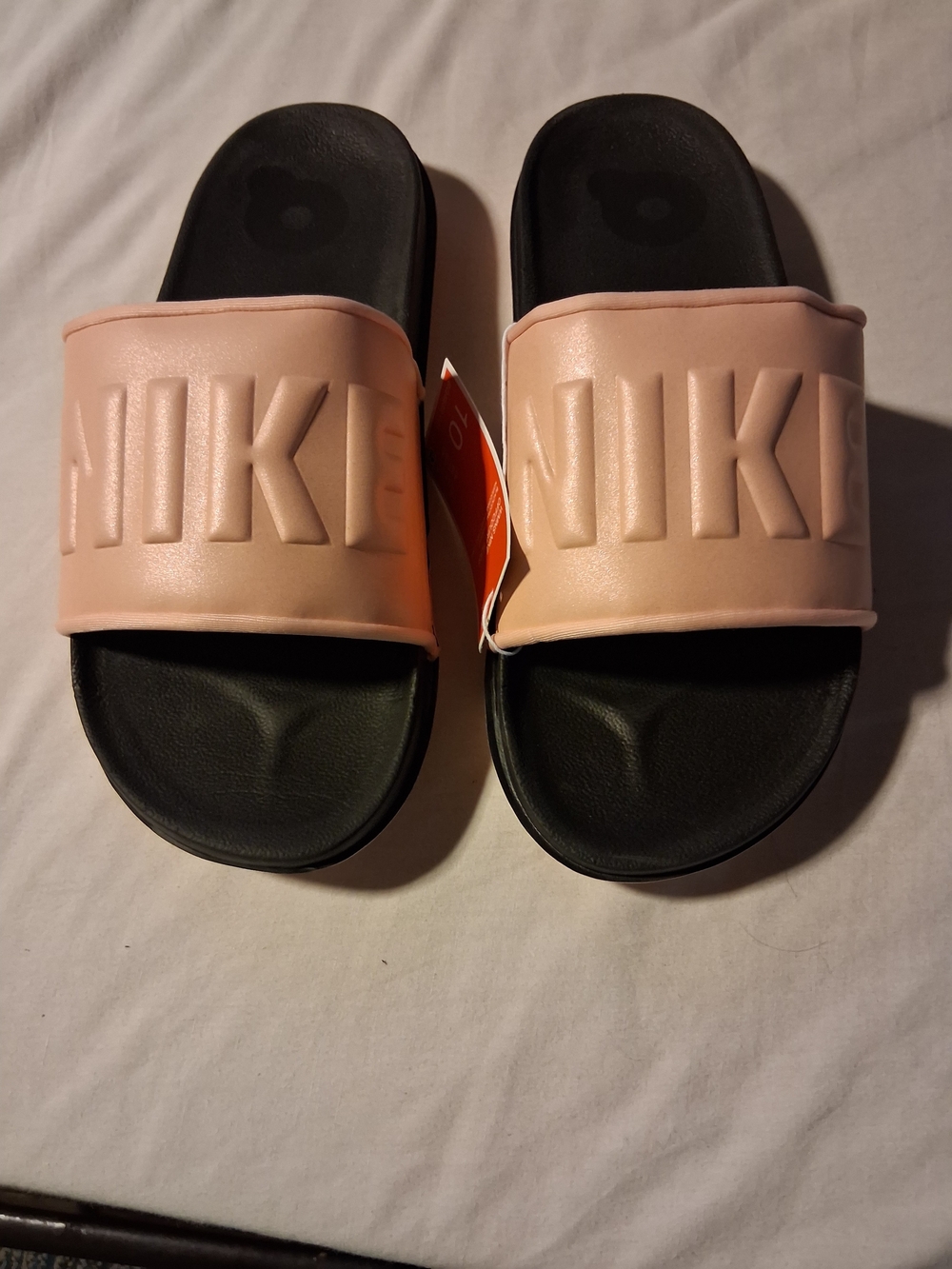 NWT Nike Kids Pink Strap Black Slide Sandals